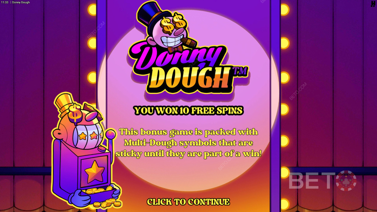 Функції бонусів пояснюються в Donny Dough від Hacksaw Gaming