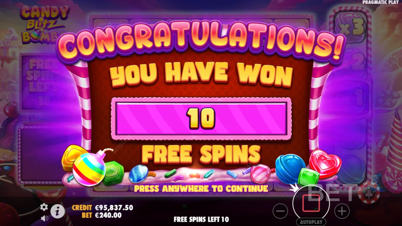 Виграйте 5 000 разів більше ставки у відеослоті Candy Blitz Bombs!