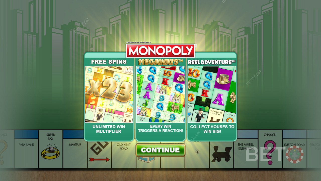 Початковий екран Monopoly Megaways