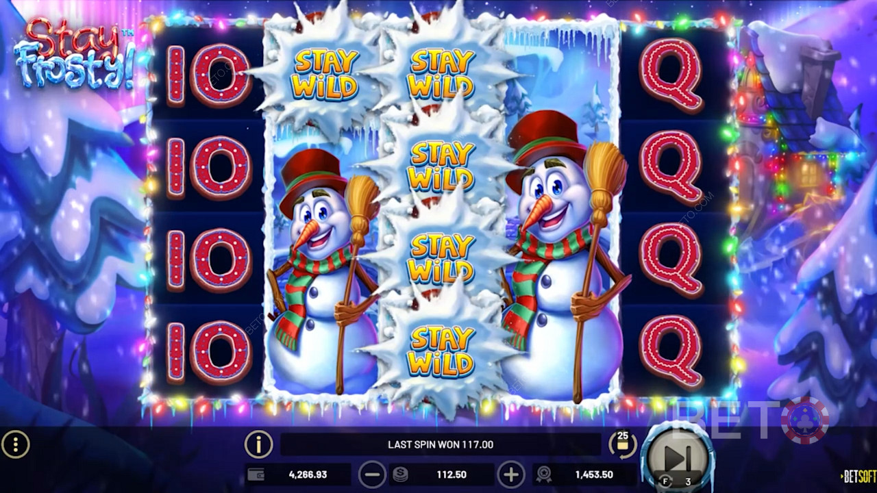 Широка ігрова сітка в Stay Frosty з 5 барабанами та 4 рядами