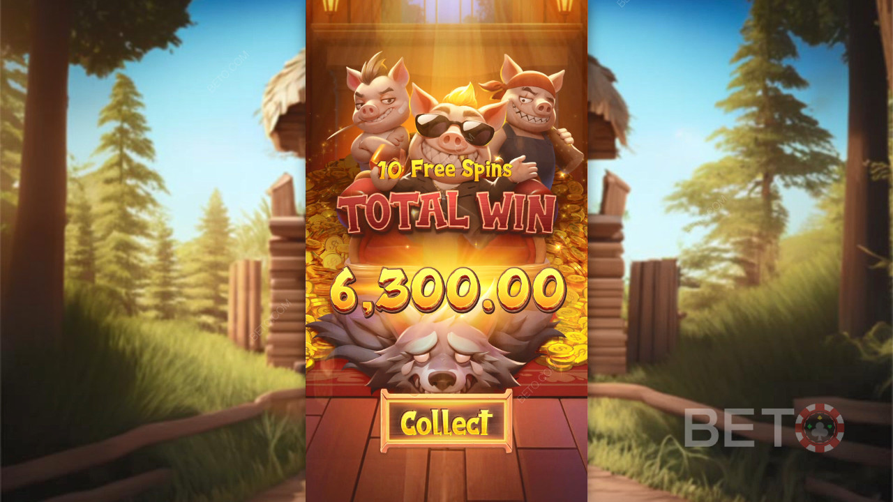 Виграйте 2,500 разів більше вашої ставки в слоті Three Crazy Piggies!