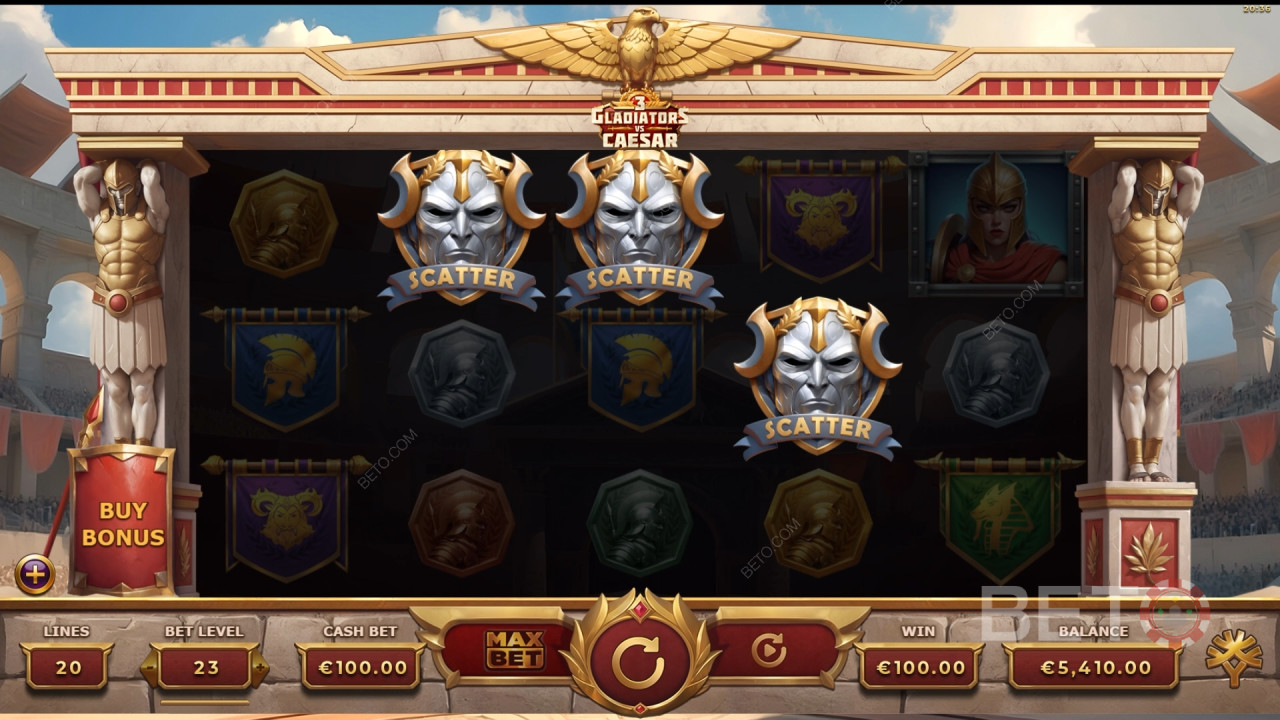 3 Gladiators vs Caesar Огляд від BETO Slots