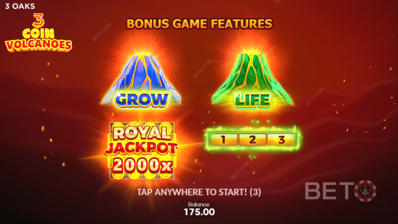 Особливості бонусів, пояснені в 3 Coin Volcano від 3 Oaks Gaming