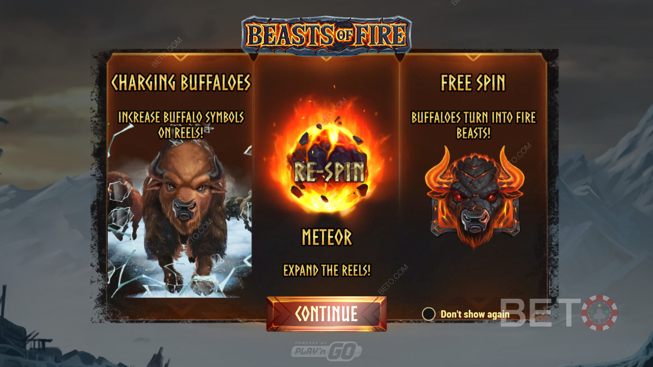 Вступний екран Beasts of Fire з інформацією про ігровий процес