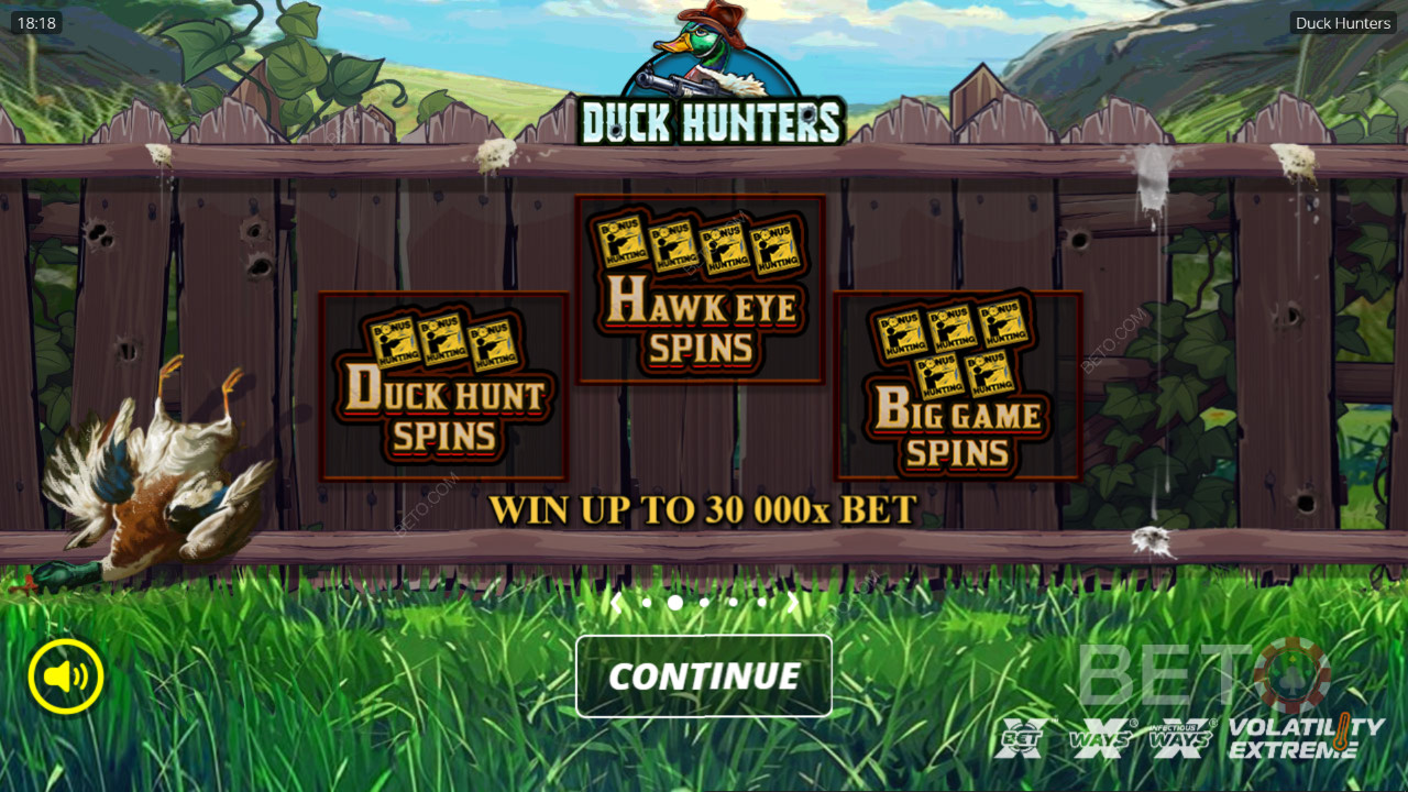 Виграйте 30 000 разів більше вашої ставки в слоті Duck Hunters!