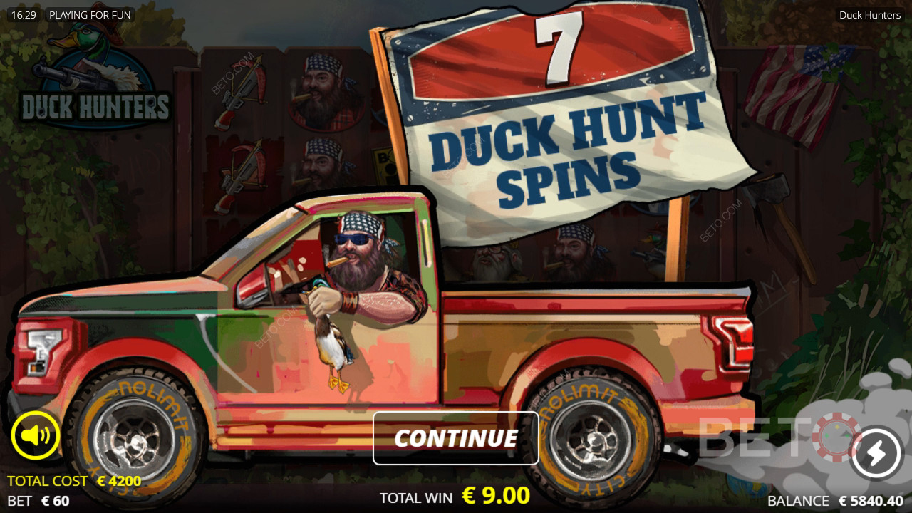 Функції бонусів пояснюються в Duck Hunters від Nolimit City