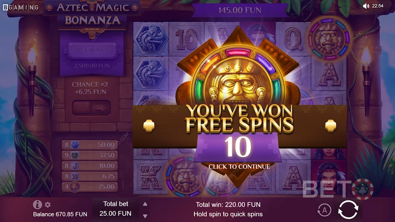 Вигравайте великі гроші у безкоштовних обертаннях в ігровому автоматі казино Aztec Magic Bonanza