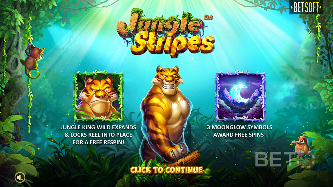 Насолоджуйтеся розширюваними дикими символами, респінами та безкоштовними обертаннями в ігровому автоматі Jungle Stripes