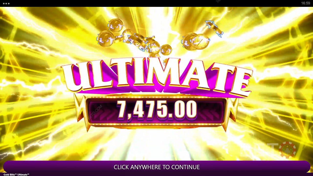 Виграйте у 2,500 разів більше вашої ставки в ігровому автоматі Gold Blitz Ultimate!