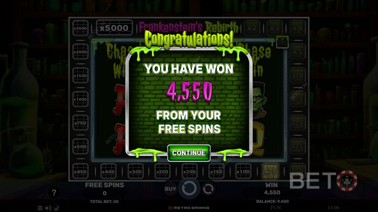 Виграйте у 5 000 разів більше вашої ставки у слоті Frankenstein