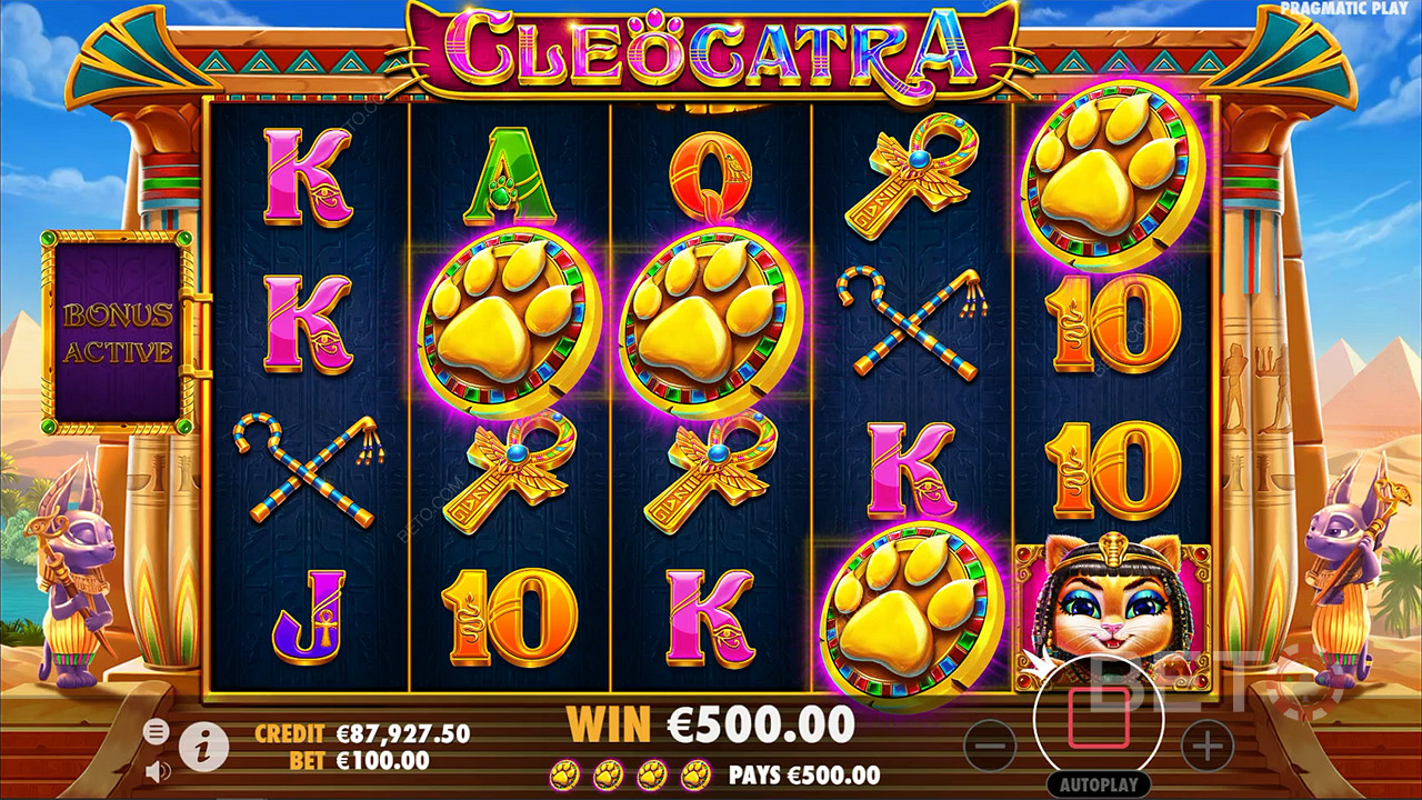 3 або більше Скаттерів подарують безкоштовні обертання в ігровому автоматі Cleocatra