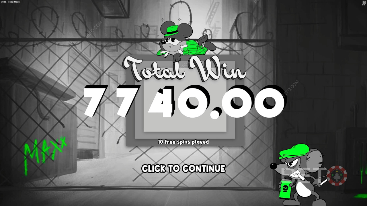 Виграйте 12,500 разів більше вашої ставки в онлайн-слоті Rad Maxx!