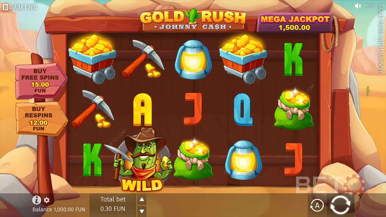 Безпосередньо купуйте бажані бонуси в Gold Rush за допомогою гри в казино Johnny Cash