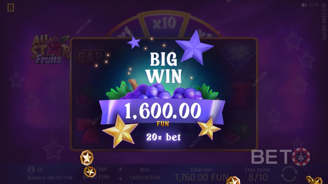 Виграйте 1,500 разів більше вашої ставки в слоті All-Star Fruits!