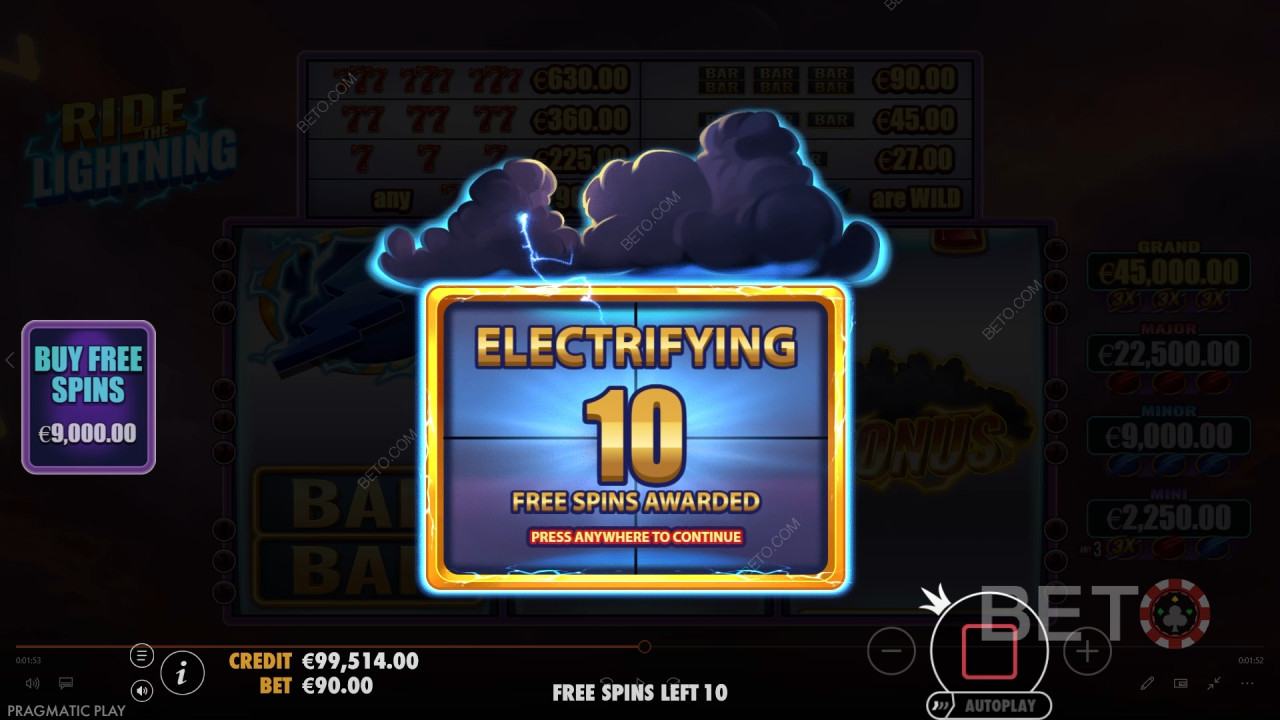 Пояснення бонусних функцій у грі Ride the Lightning Pragmatic Play