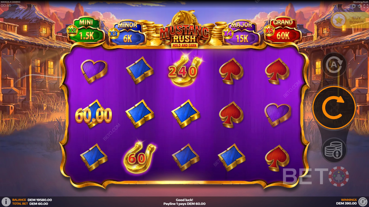 Особливості бонусів у грі Mustang Rush від Mancala Gaming