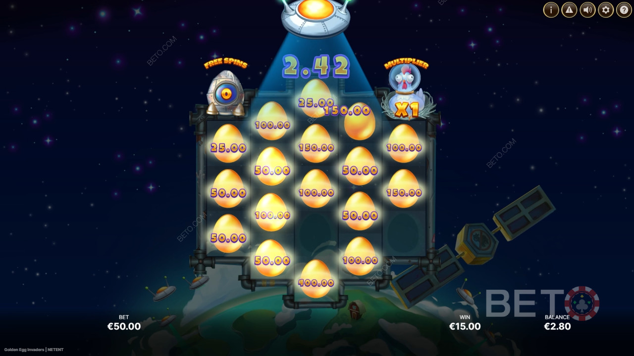 Виграйте свою ставку в ігровому автоматі Golden Egg Invaders!