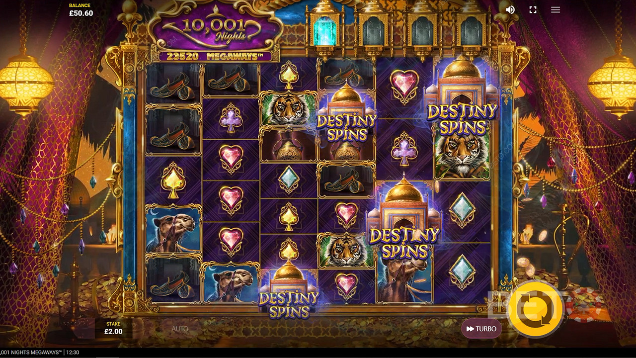 Принаймні 3 символи Destiny Spins активують безкоштовні обертання в слоті 10001 Nights Megaways