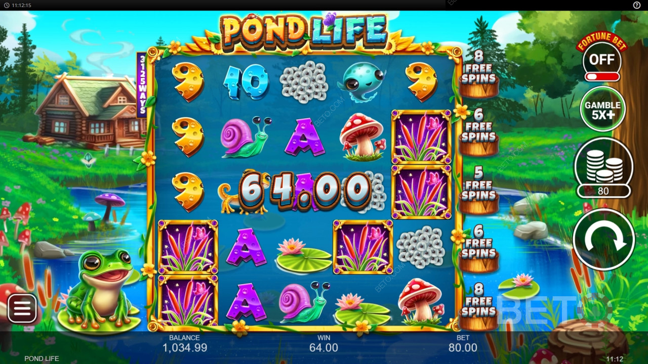 Виграйте 5 000-кратну ставку в онлайн-слоті Pond Life!