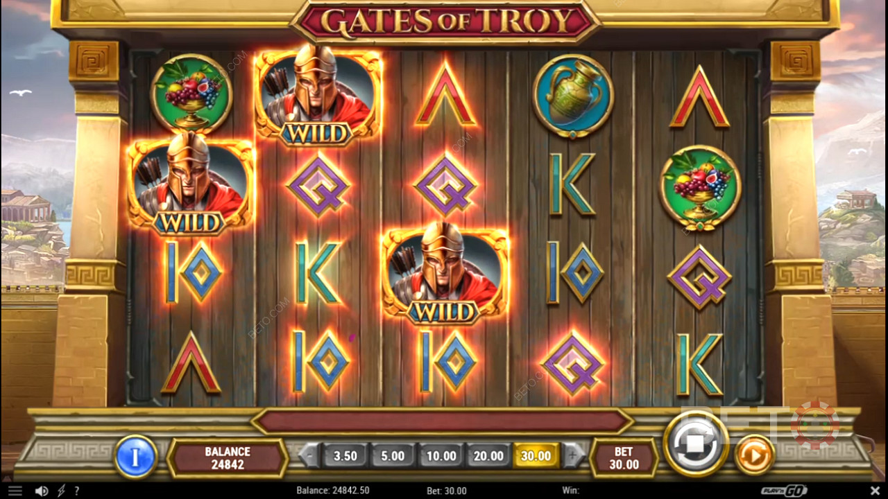 Дикі символи мають високі виплати в ігровому автоматі Gates of Troy