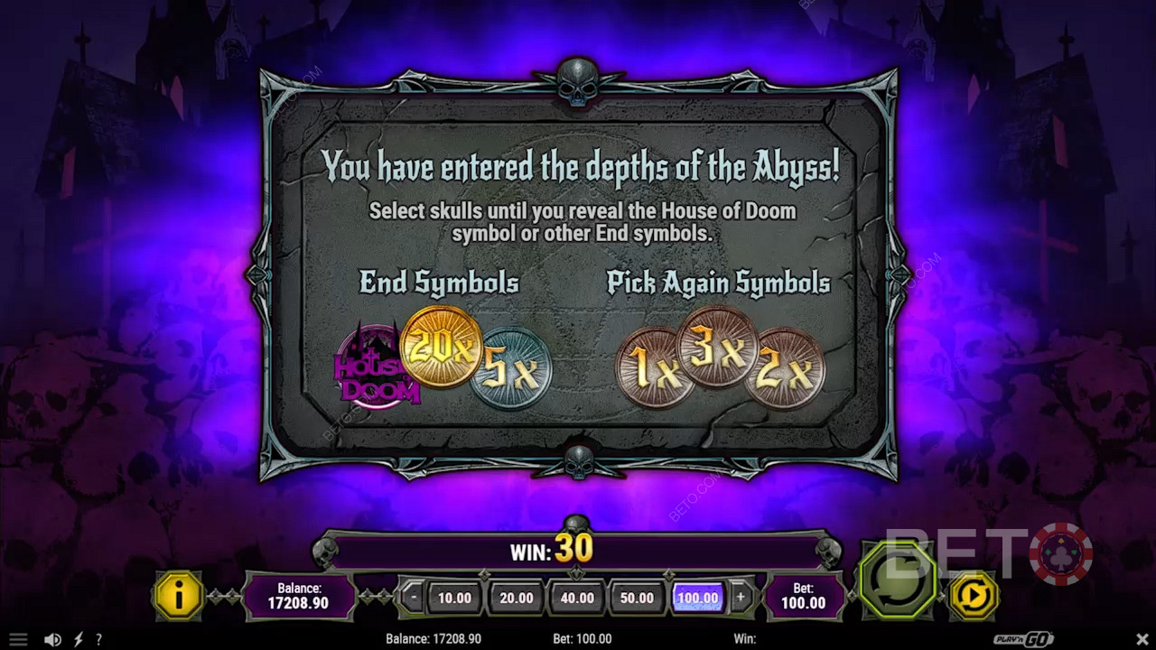 Розблокуйте бонусну гру Skulls of Abyss, щоб отримати максимальний потенціал виграшу з множниками