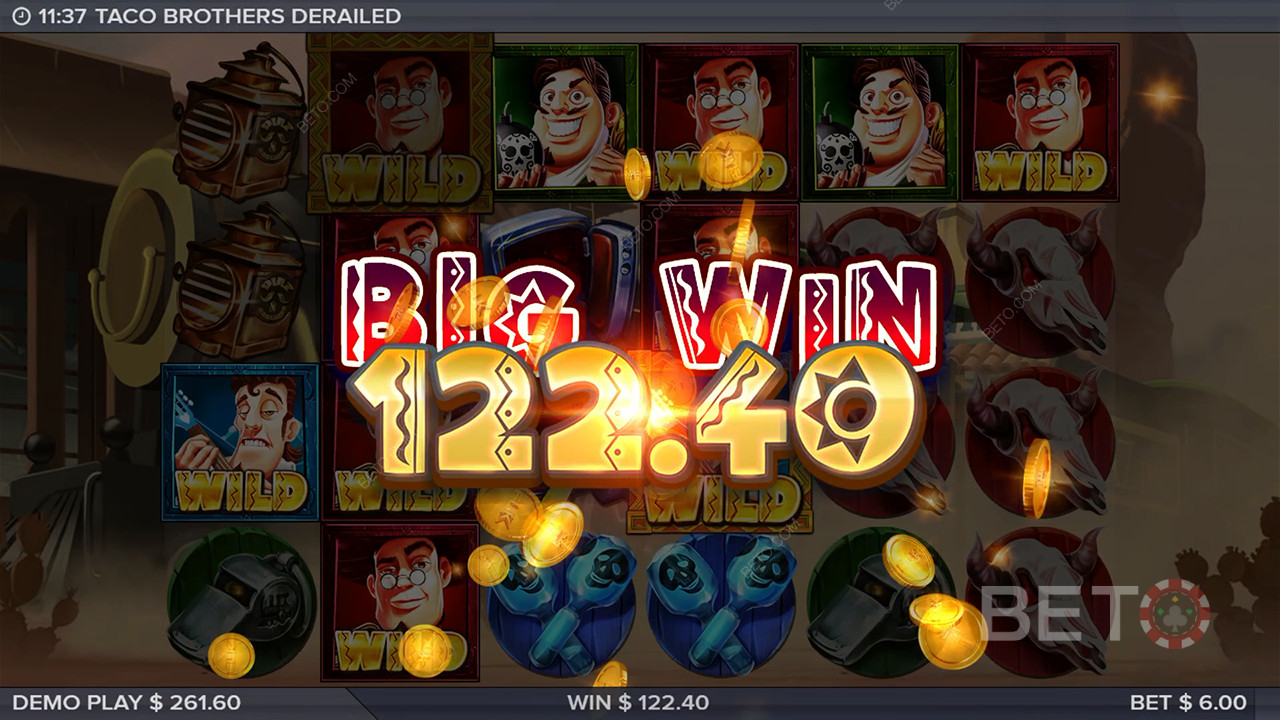 Виграйте 10 000 разів більше вашої ставки у відеослоті Taco Brothers Derailed!