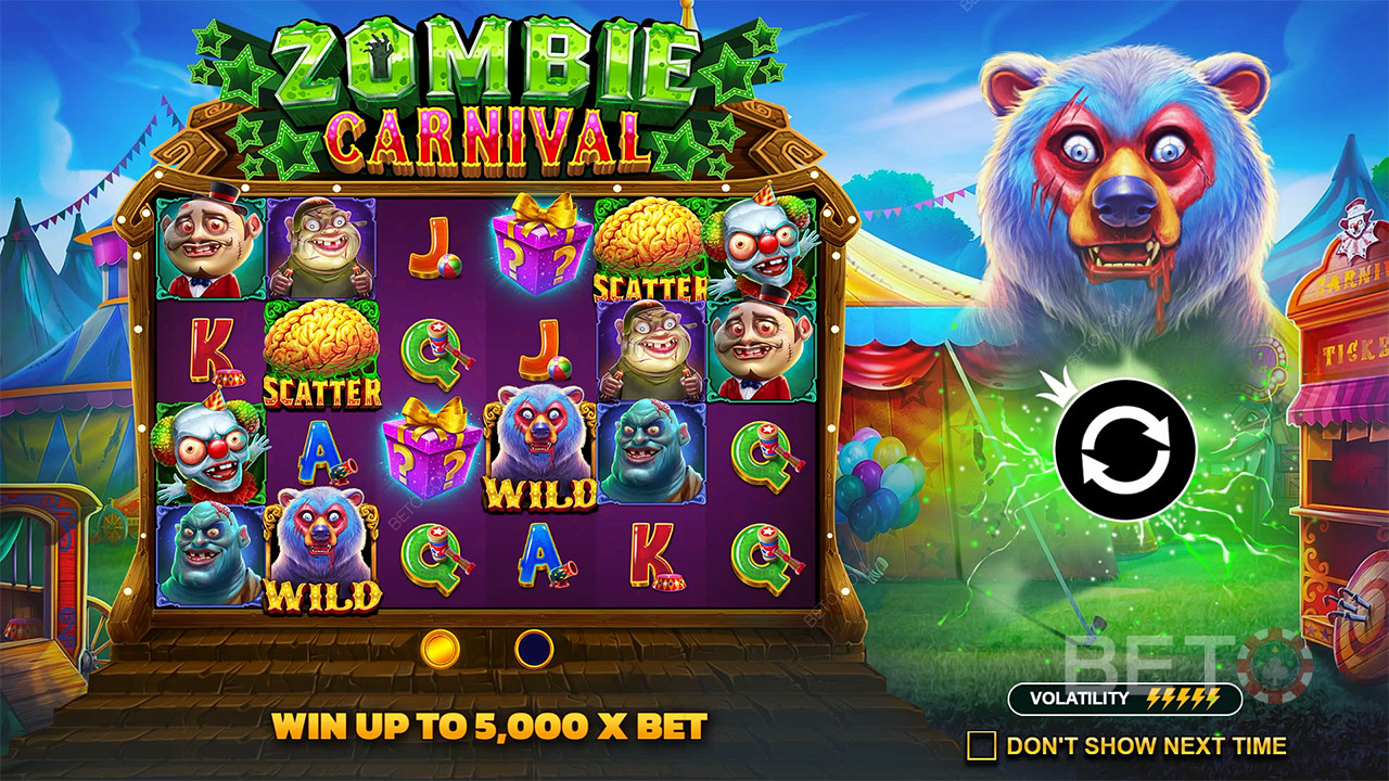 Виграйте до 5,000 разів більше вашої ставки в слоті Zombie Carnival