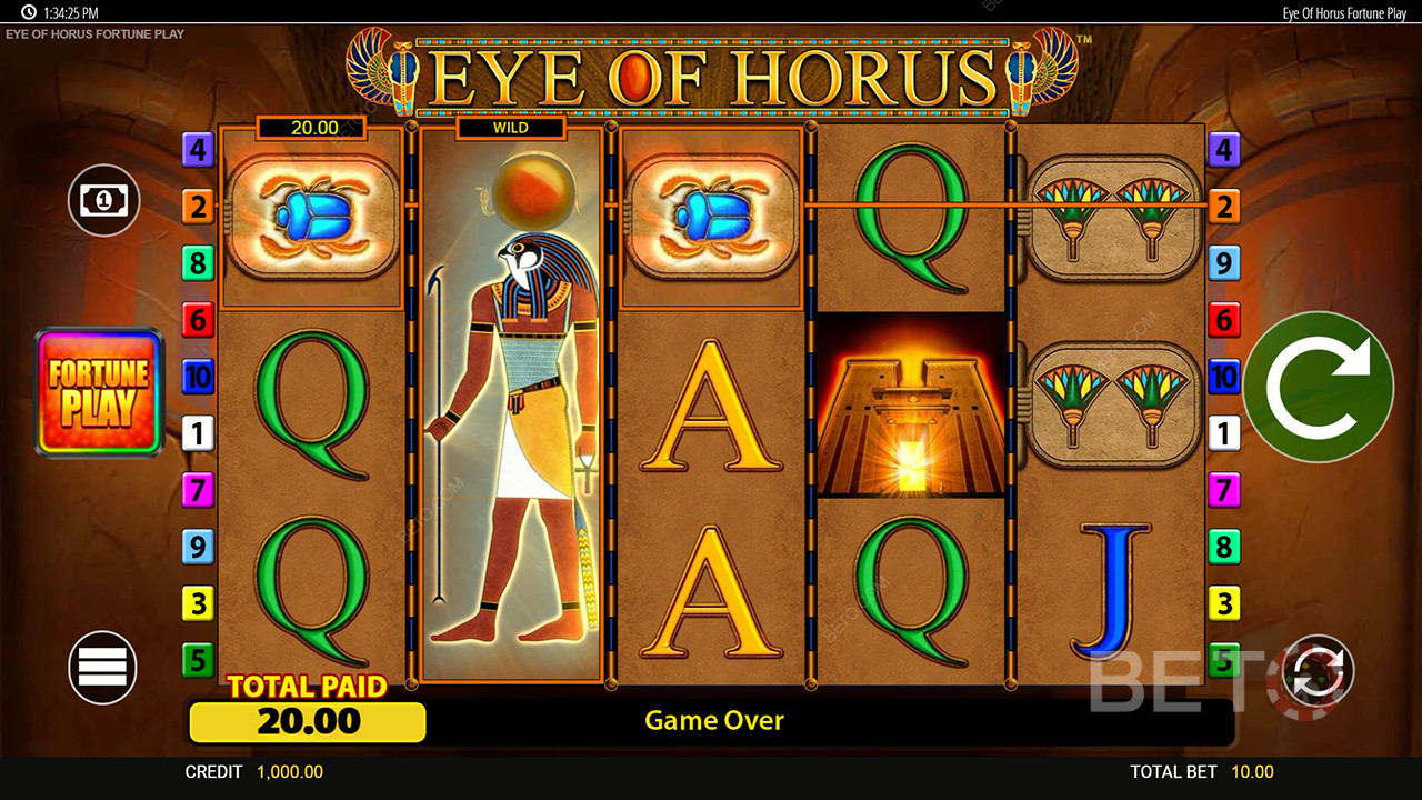 Виграйте 50 000-кратну ставку в онлайн-слоті Eye of Horus Fortune!