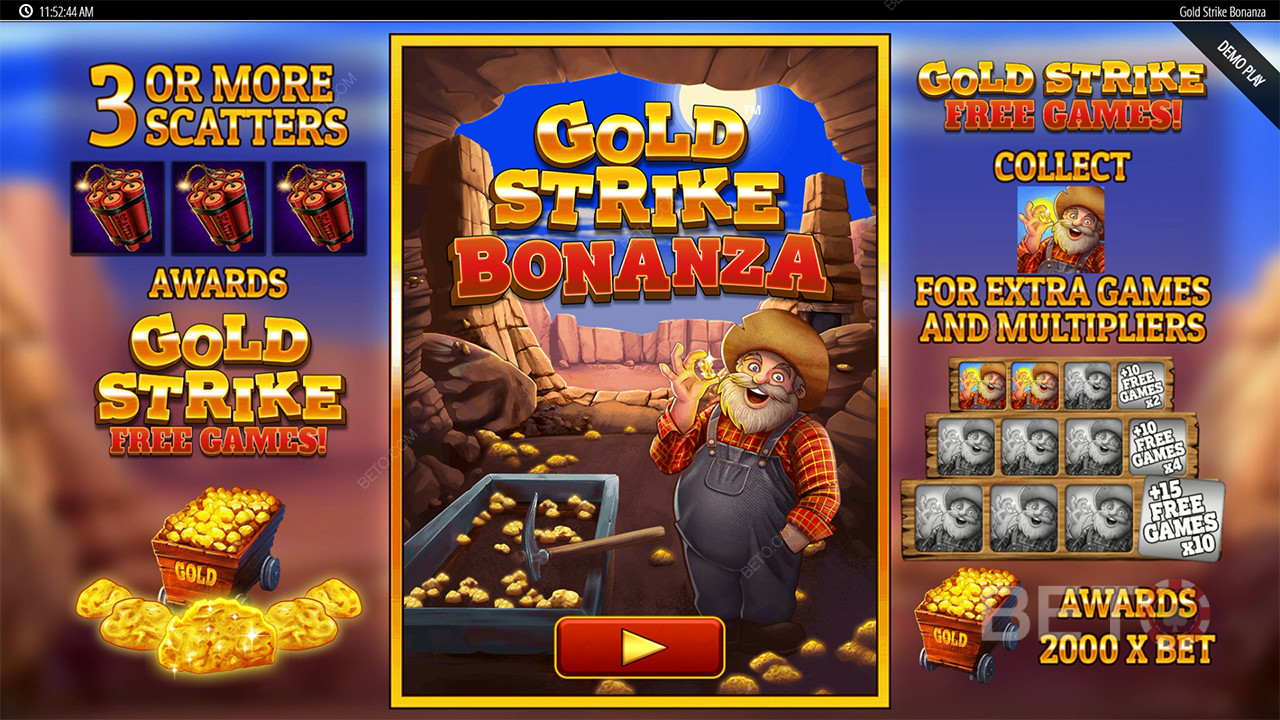 Особливості бонусу пояснюються в грі Gold Strike Bonanza Fortune від Gold Strike Bonanza Blueprint