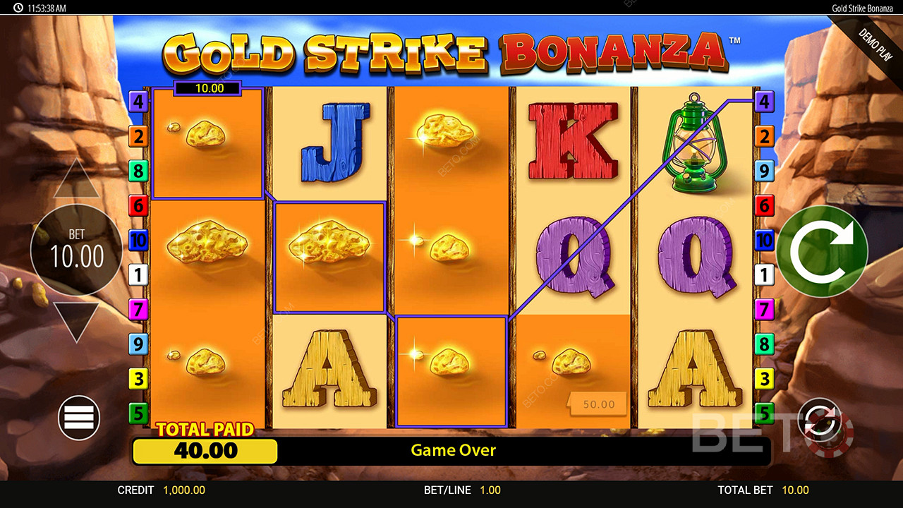 Виграйте 2 500 разів більше вашої ставки в ігровому автоматі Gold Strike Bonanza Fortune Play!